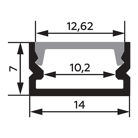 Профиль алюминиевый AKS SIRIUS-1407S накладной с экраном, цвет чёрный, 2м Профиль алюминиевый AKS SIRIUS-1407S накладной с экраном, цвет чёрный, 2м